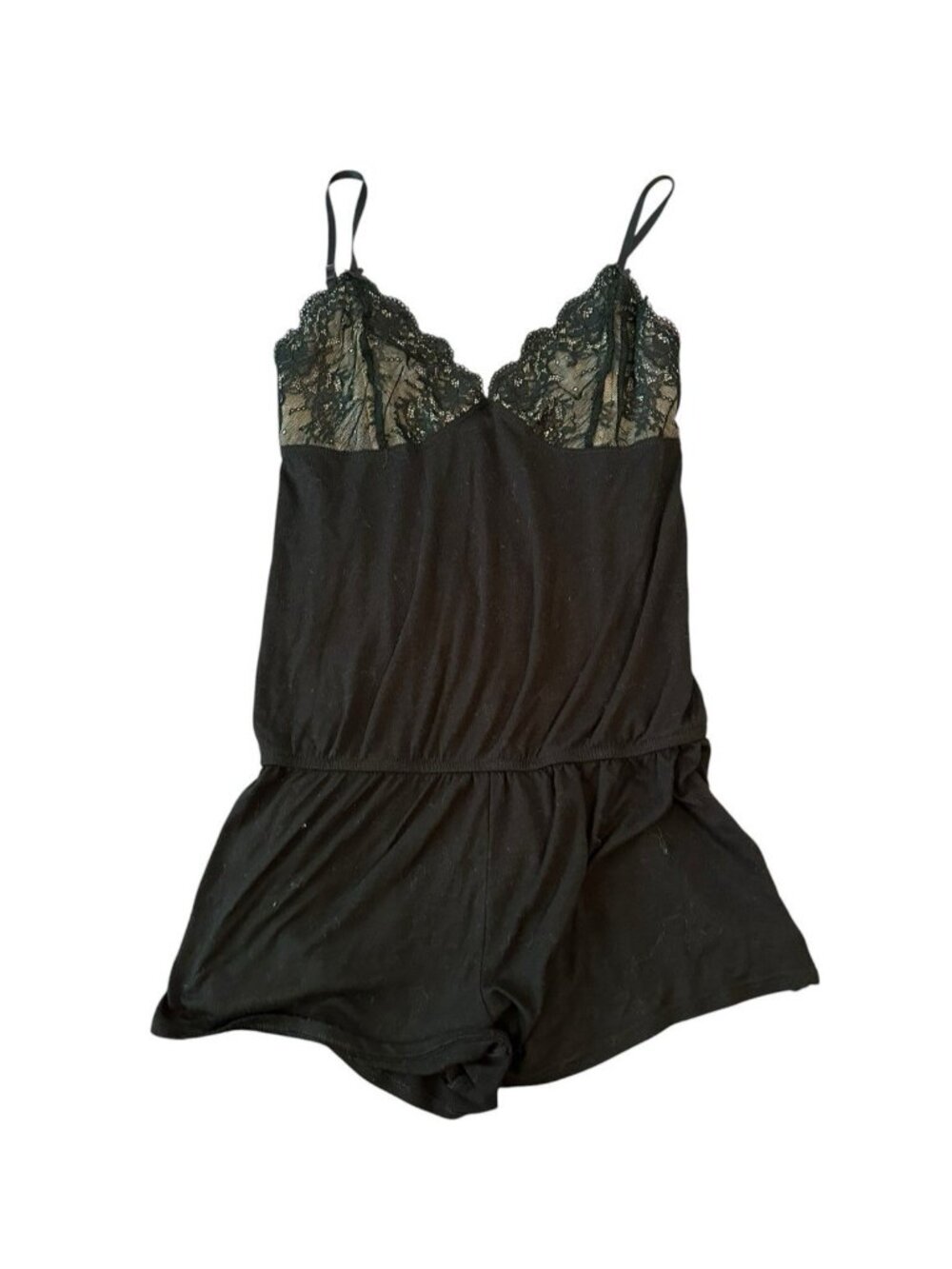 Aerie Black Romper Lingerie Lace V-neck Women S Adjustable Straps Whimsigoth Y2K